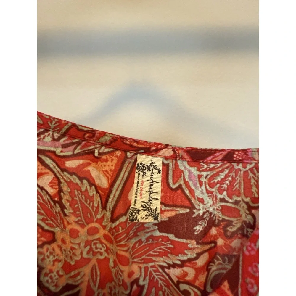 Free People Forever Yours Smocked Slip Red Maxi Dress‎ Size M Boho Beachy